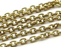 5 M. Open Link Raw Brass Chain (4x3 Mm) Or43