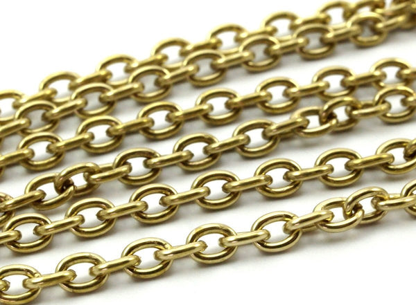 5 M. Open Link Raw Brass Chain (4x3 Mm) Or43