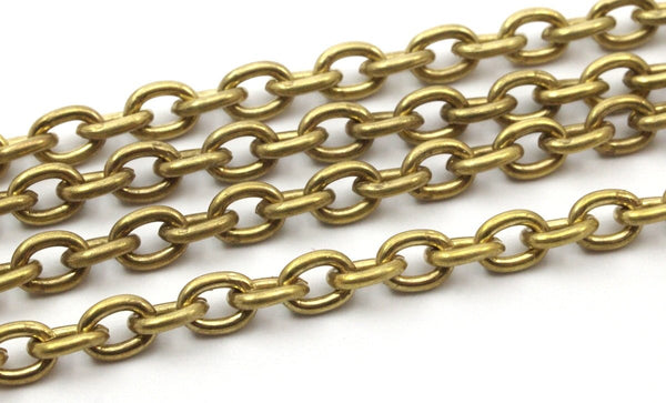 Cable Chain, 5 M. Open Link Raw Brass Cable Chain (3.7x5mm) Or375