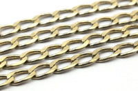 Brass Twisted Chain, 5 M Faceted Raw Brass Soldered Twist Chain (4.3x7.5mm) - W4375
