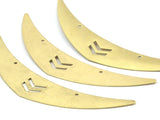 Chevron Choker Pendant - 2 Raw Brass Chevron Choker Pendants With 2 Holes (113x23mm)   D0195--C084