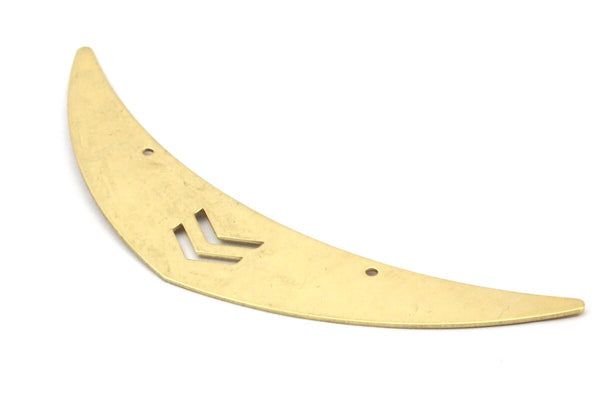 Chevron Choker Pendant - 2 Raw Brass Chevron Choker Pendants With 2 Holes (113x23mm)   D0195--C084