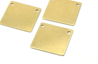 Brass Square Blank, 20 Raw Brass Square Blanks With 2 Holes (16x0.50mm) D0303