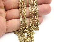 2 M Faceted Raw Brass Soldered Chain (5x3 Mm) Or53 Z131