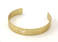 Brass Chevron Cuff - 2 Raw Brass Cuff Bracelet Blank Bangle Chevron With 2 Holes (10x1mm) Brc010