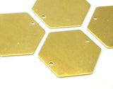 8 Raw Brass Hexagon Stamping Blank 2 Hole  (30x0.80 mm)  D0096