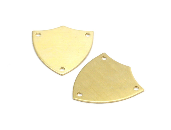10 Raw Brass Stamping Blank , Shield Without 3 Holes (24x22x0.80mm) (b0180)
