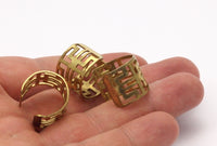 Brass Labyrinth Ring - 10 Raw Brass Adjustable Labyrinth Ring Settings - 16-17mm / 23 Gauge Mn16