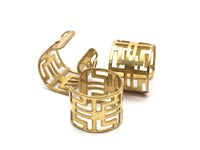 Brass Labyrinth Ring - 10 Raw Brass Adjustable Labyrinth Ring Settings - 16-17mm / 23 Gauge Mn16