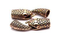 Snake Leather Clasp, Oxidised Bronze Snake Leather Clasp Hole Size (6.5mm) Y326 Y108