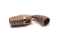 Snake Leather Clasp, Oxidised Bronze Snake Leather Clasp Hole Size (6.5mm) Y326 Y108