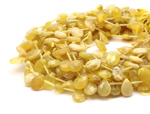 Yellow Opal 16-12mm TearDrop Faceted Gemstone Beads Full Strand 15.5 inches 22 pcs G127 T018