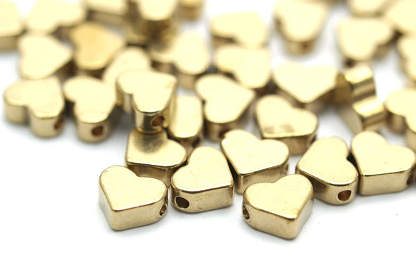 Brass Heart Bead, 20 Raw Brass Heart Beads (7x6mm) Bs-1338
