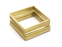 Square Ring Charm, 6 Raw Brass Square Connectors (42mm) Bs 1310