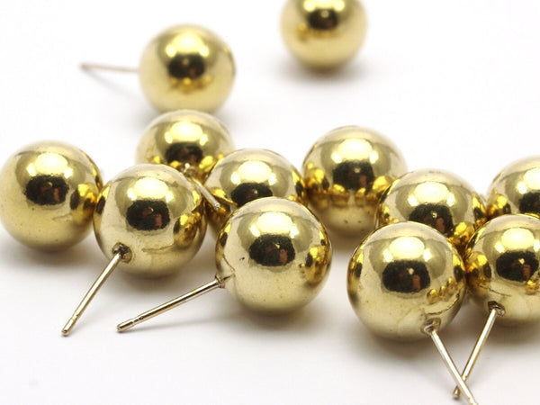 Stainless Ball Earring Posts, 12 Stainless Steel Ball Earring Posts 12 Mm  Ear Studs Bs 1074--N0560