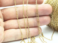 Raw Brass Chain, 10M Raw Brass Soldered Chain (1.5x3mm) bs 1069