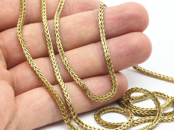 Tiny Snake Chain, 1M Raw Brass Square Chain (2.3mm) Bs 1370