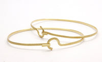 Hammered Cuff - 2 Pcs Raw Brass Hand Hammered Cuff Bracelet Bangle (75x60x2.3mm) Brc046
