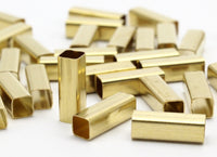 Brass Square Tubes - 50 Raw Brass Square Tube Beads (4x12mm) Bs 1587