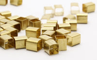 Geometric Tube Beads, 50 Raw Brass Square Tubes, Findings, Spacer Beads, Tube Beads  (5x6mm) Bs 1598