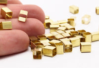 Geometric Tube Beads, 50 Raw Brass Square Tubes, Findings, Spacer Beads, Tube Beads  (5x6mm) Bs 1598