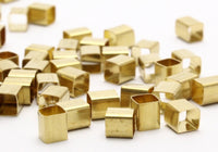 Geometric Tube Beads, 50 Raw Brass Square Tubes, Findings, Spacer Beads, Tube Beads  (5x6mm) Bs 1598