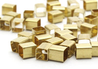 Geometric Tube Beads, 50 Raw Brass Square Tubes, Findings, Spacer Beads, Tube Beads  (5x6mm) Bs 1598