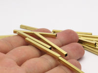 Brass Tube Bead, 25 Raw Brass Square Tubes  (3x40mm) Bs 1612