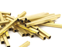 Brass Tube Bead, 25 Raw Brass Square Tubes  (3x40mm) Bs 1612