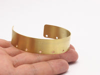 Brass Cuff Bracelet - 2 Raw Brass Cuff Bracelet Bangles With 11 Holes (15x145x0.80mm) Brc056
