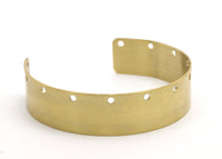 Brass Cuff Bracelet - 2 Raw Brass Cuff Bracelet Bangles With 11 Holes (15x145x0.80mm) Brc056