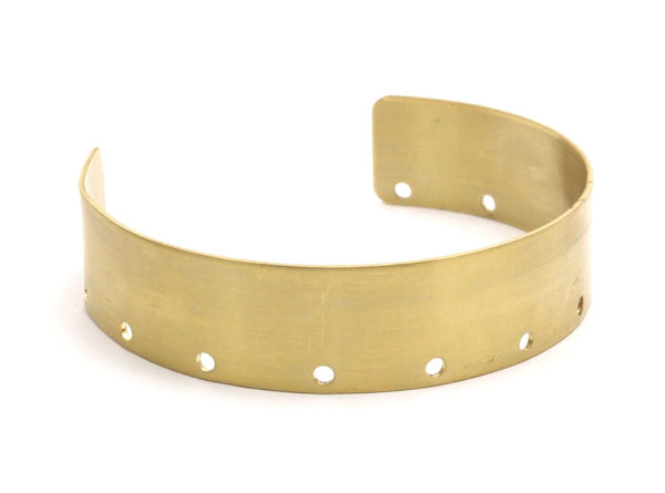 Brass Cuff Bracelet - 2 Raw Brass Cuff Bracelet Bangles With 11 Holes (15x145x0.80mm) Brc056
