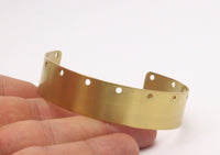 Brass Cuff Bracelet - 2 Raw Brass Cuff Bracelet Bangles With 11 Holes (15x145x0.80mm) Brc056