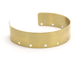 Brass Cuff Bracelet - 2 Raw Brass Cuff Bracelet Bangles With 11 Holes (15x145x0.80mm) Brc056