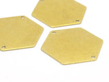 8 Raw Brass Hexagon Stamping Blank 2 Hole  (30x0.80 mm)   D0119
