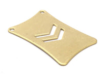 Brass Chevron Blank, 5 Raw Brass Flat Pillow Stamping Blanks with 2 Chevron Holes (38x26x0.80mm) D150--C056