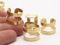 Brass Boho Ring, 12 Raw Brass Adjustable Ring Settings- (17mm) Bs 1333