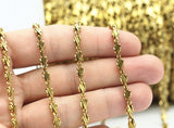 Raw Brass Chain, 2 M Faceted Raw Brass Chain (4x2.7mm) Bs 1369