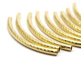 Textured Brass Tube, 20 Raw Brass Textured Curved Tubes (3x45mm) Bs 1633