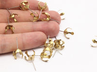 Stainless Steel Earring Post, 24 Stainless Steel Earring Posts With Raw Brass 10mm Pad Bs 1264