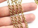 Faceted Brass Chain, 2 M. Faceted Raw Brass Open Link Curb Chain (8x3.6mm) Bs 1005