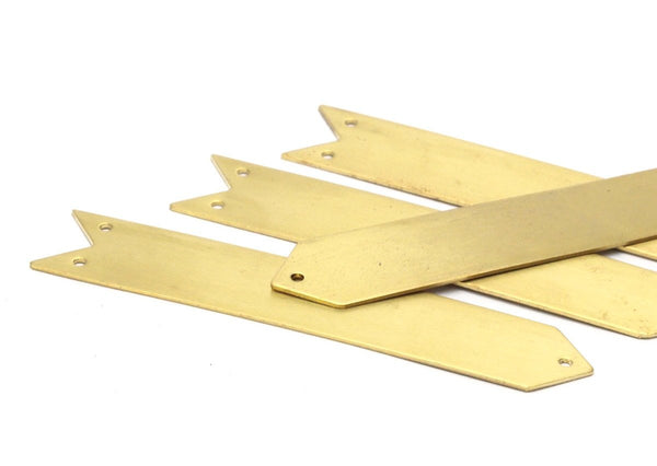 Arrow Brass Blank, 6 Arrow Raw Brass Blanks with 3 Holes (15x80x0.80mm) D0474--C073