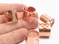 Copper Riddled Ring - 10 Raw Copper Adjustable Riddled Ring Settings - 16-17mm / 23 Gauge Mn84