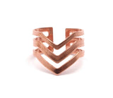 Copper Chevron Ring - 20 Raw Copper Chevron Adjustable Ring Settings - 16-17mm / 23 Gauge Mn87