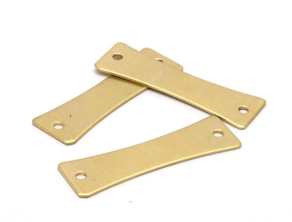 Brass Blank Connector, 12 Raw Brass Stamping Blank Connectors with 2 Holes (11.4x38x0.80mm) C032