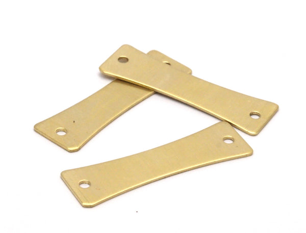 Brass Blank Connector, 12 Raw Brass Stamping Blank Connectors with 2 Holes (11.4x38x0.80mm)