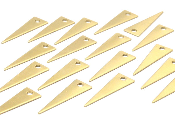 Tiny Triangle Charm, 30 Raw Brass Triangle Charms(23x7x0.60mm) A0164