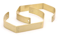 Raw Brass Cuff - 3 Raw Brass Cuff Bracelet Blank Bangle With 2 Holes (145x10x1mm) Brc064