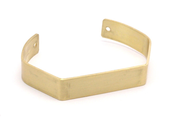 Raw Brass Cuff - 3 Raw Brass Cuff Bracelet Blank Bangle With 2 Holes (145x10x1mm) Brc064