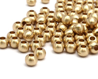 Tiny Bracelet Bead, 25 Raw Brass Ball Beads, Findings (5.8x4.8mm) A0743